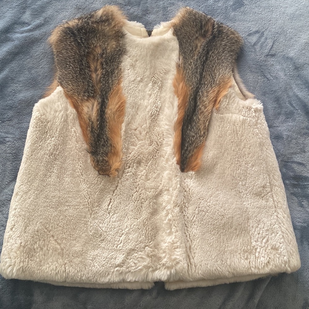 VIONNET Real Fur and leather trimmed vest